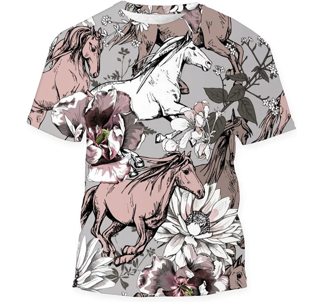 Wallpaper Floral Running Beautiful - 3D Printed T-shirt, Long Sleeves Shirt