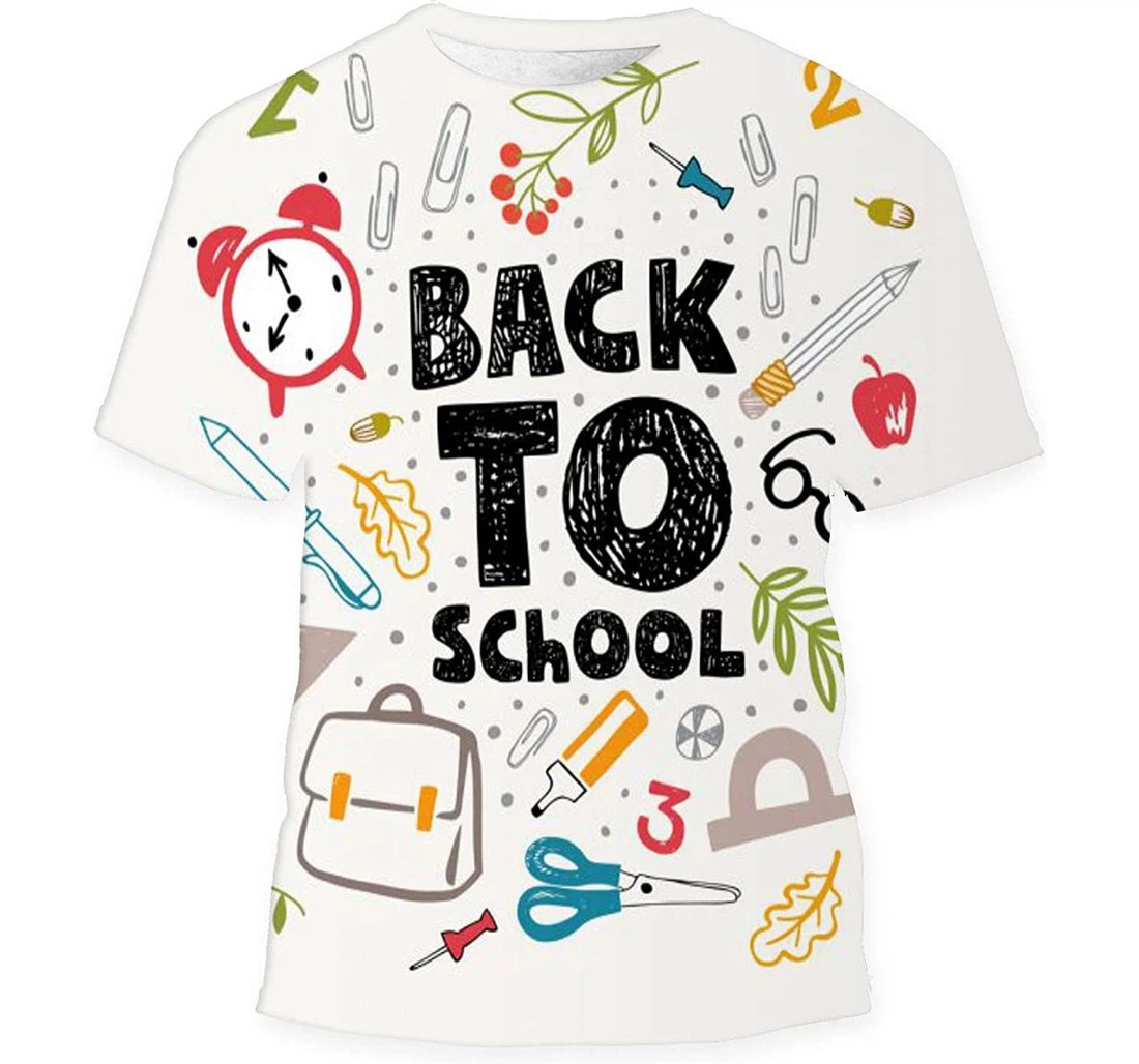 Colorful Banner Back School - 3D Printed T-shirt, Long Sleeves Shirt