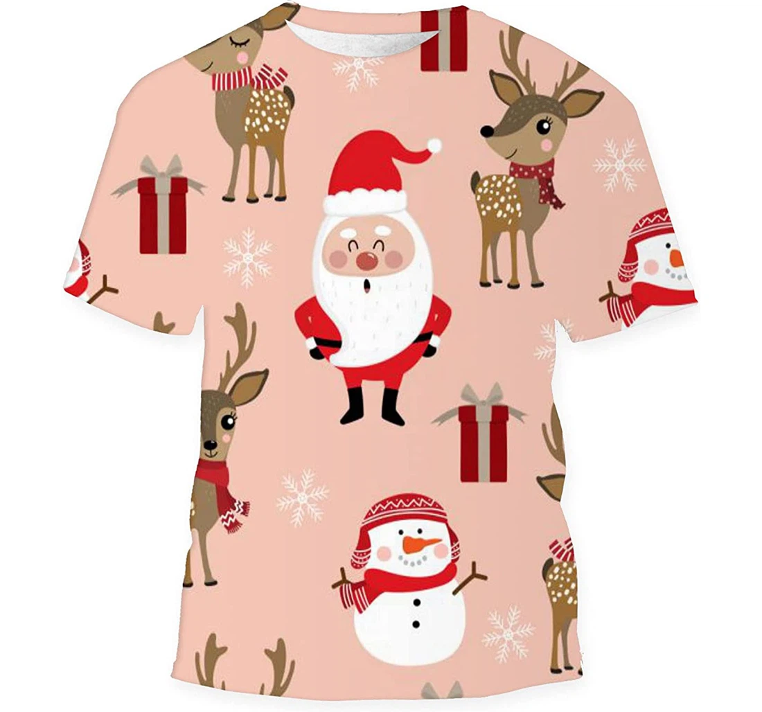 Cute Christmas Holidays Cartoon - 3D Printed T-shirt, Long Sleeves Shirt