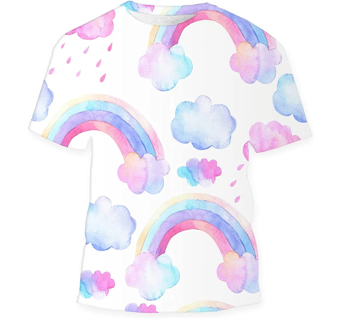 Cute Rainbow Pink Blue - 3D Printed T-shirt, Long Sleeves Shirt