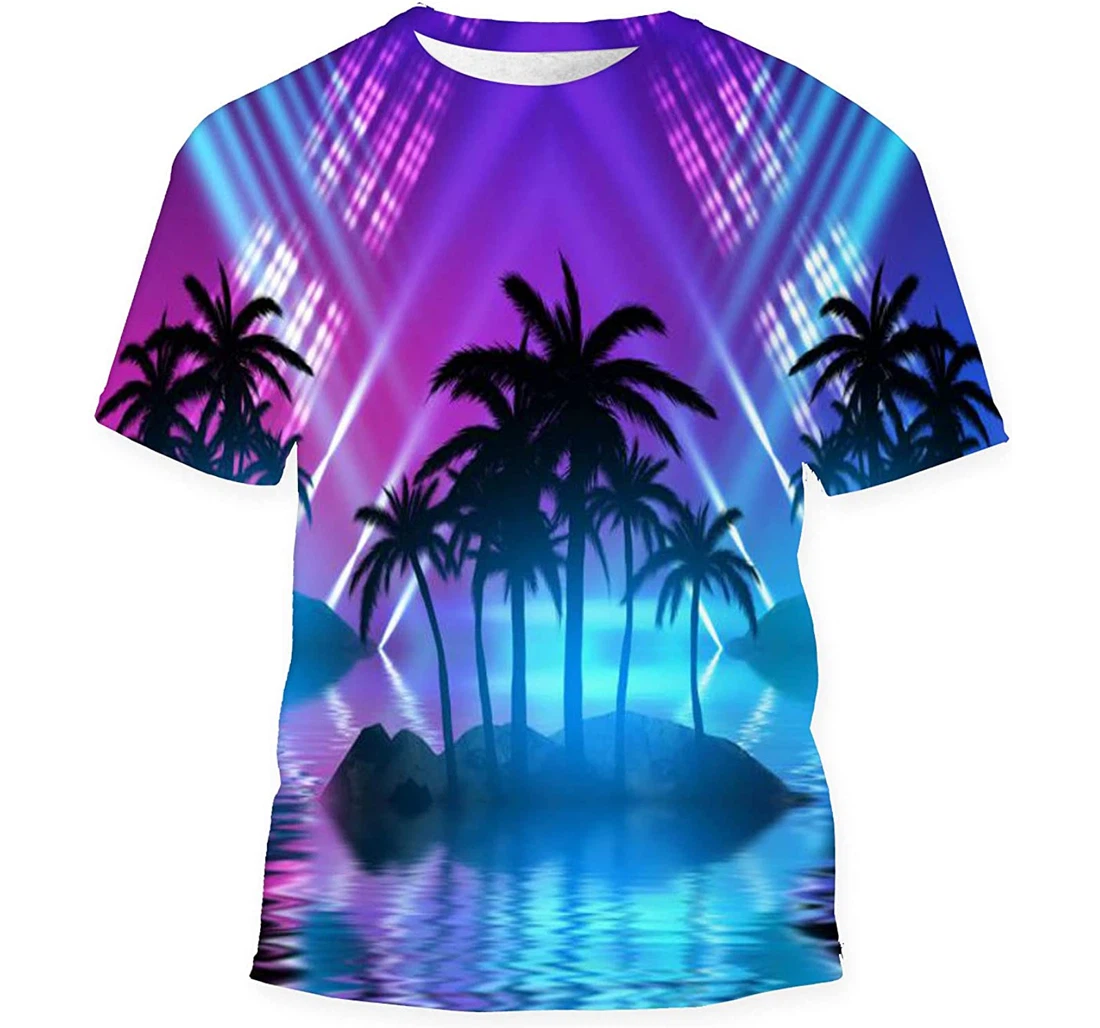 Abstract Futuristic Background Neon Glow Reflection - 3D Printed T-shirt, Long Sleeves Shirt