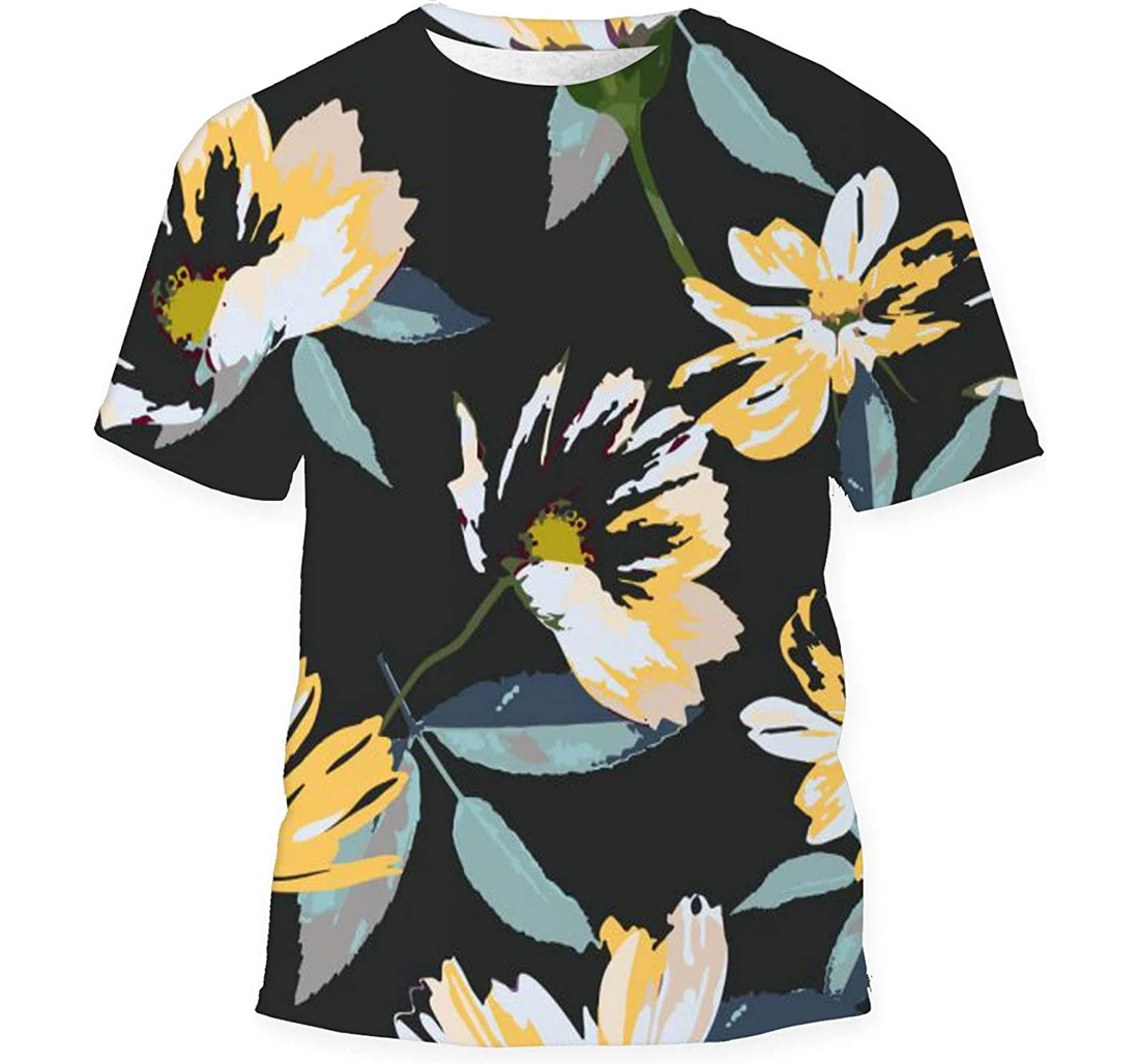 Floral Flowers Texture - 3D Printed T-shirt, Long Sleeves Shirt