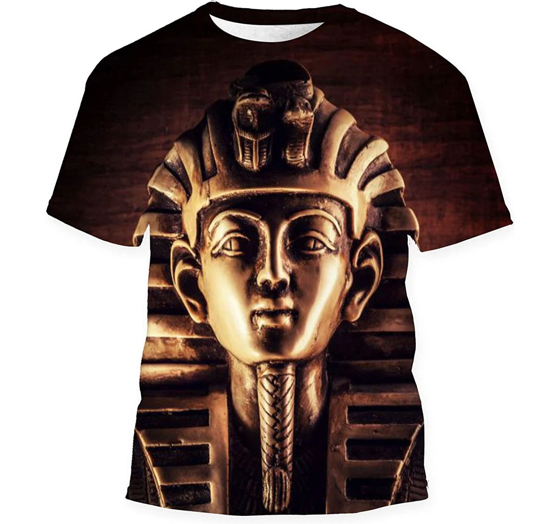 Stone Pharaoh Tutankhamen Mask On Dark - 3D Printed T-shirt, Long Sleeves Shirt