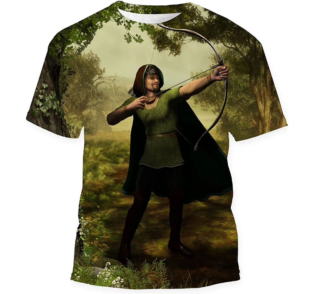 Heroic Outlaw Robin Hood - 3D Printed T-shirt, Long Sleeves Shirt