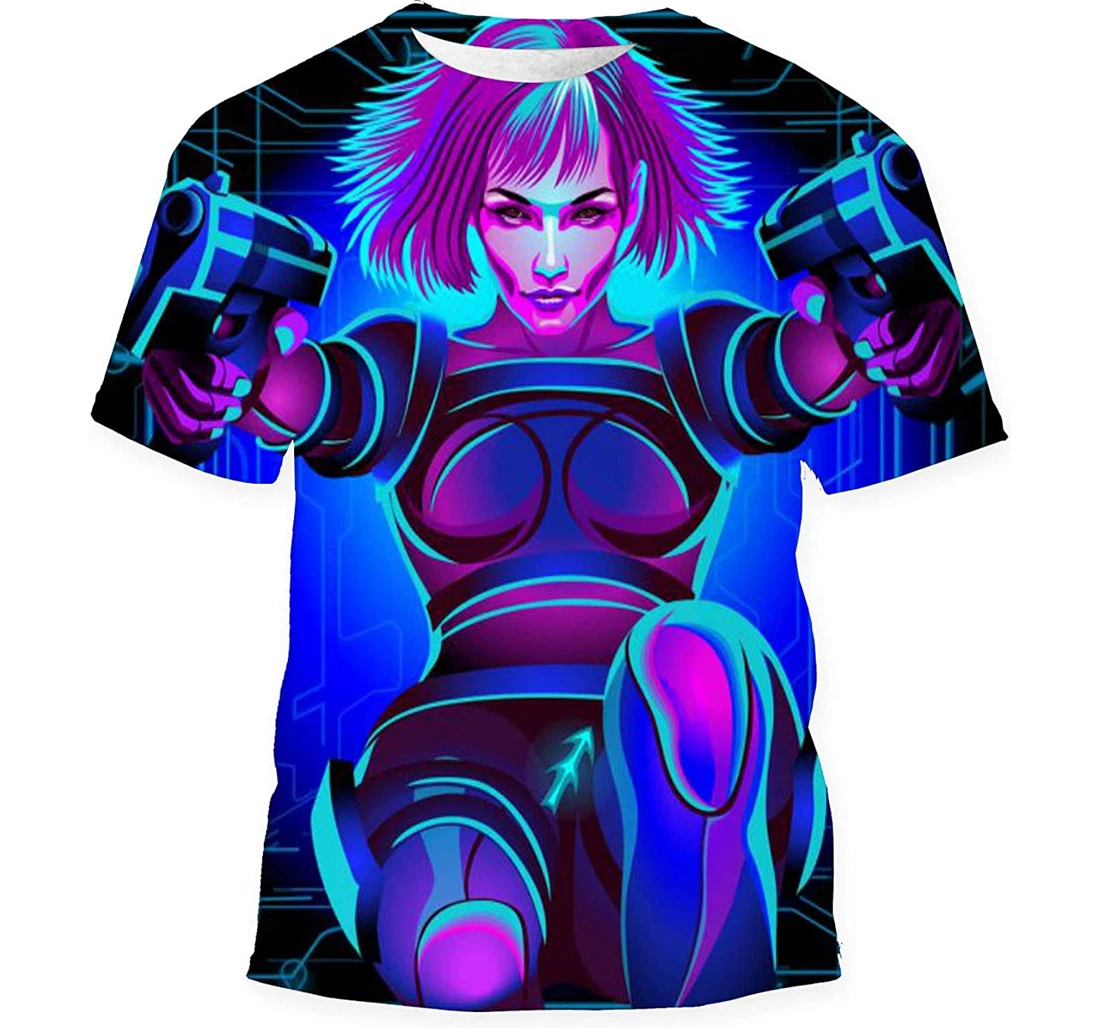 Series Neon Horoscope Signs Style Cyberpunk - 3D Printed T-shirt, Long Sleeves Shirt