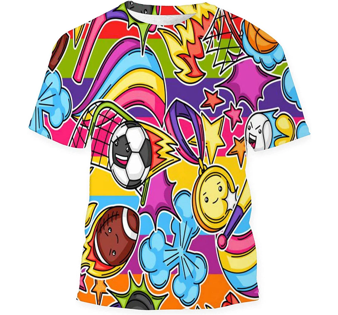 Kawaii Sport Items Cute - 3D Printed T-shirt, Long Sleeves Shirt