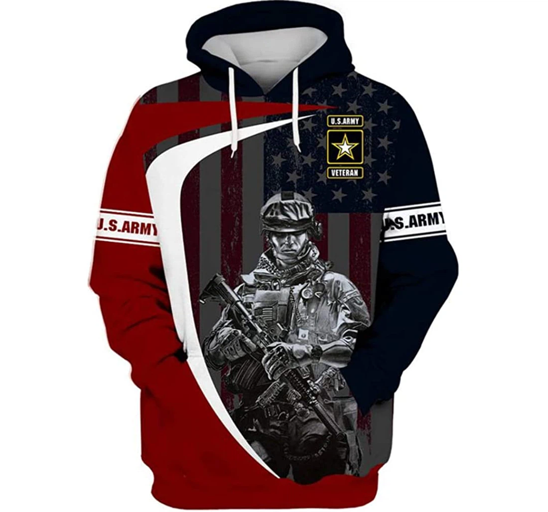 Us Army Soldier White Included - 3D Printed Pullover Hoodie