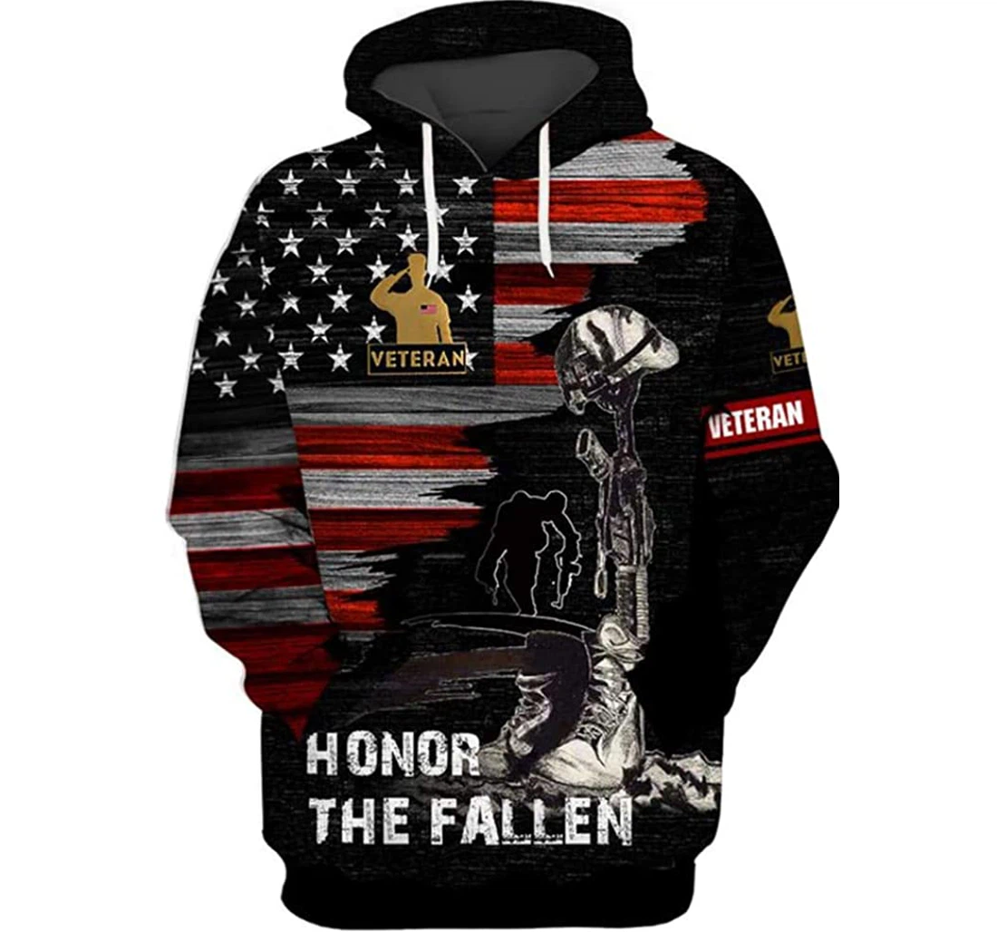 Us Veteran Soldier Included - 3D Printed Pullover Hoodie