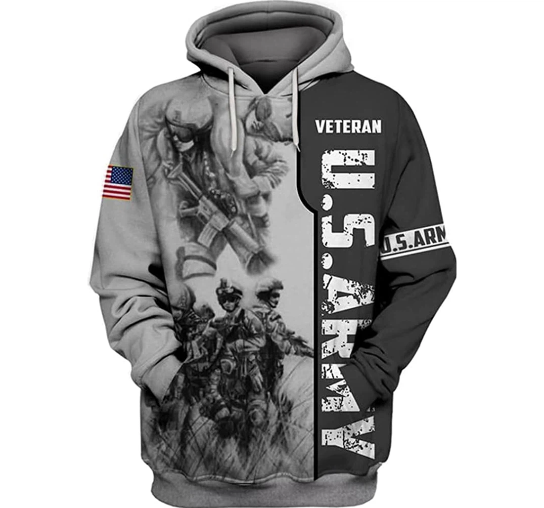 Us Army Veteran Art Flag America Included - 3D Printed Pullover Hoodie