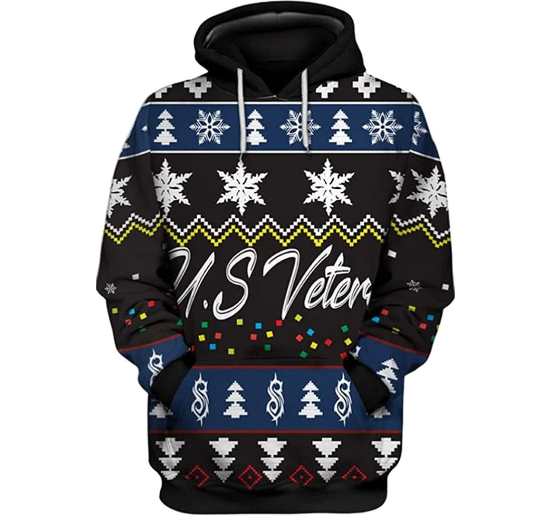 Us Veteran Christmas Pattern Included - 3D Printed Pullover Hoodie