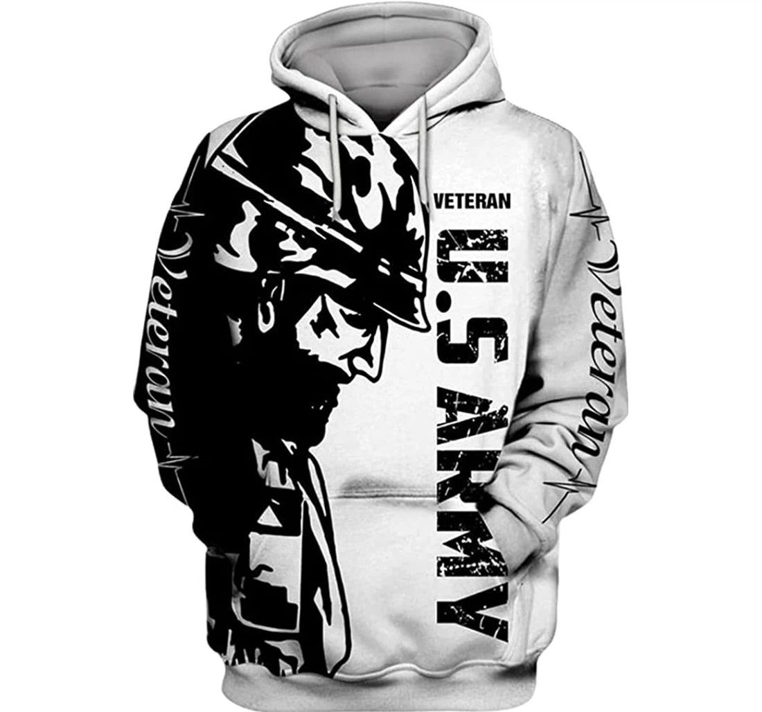 Us Army Veteran Art White Included - 3D Printed Pullover Hoodie