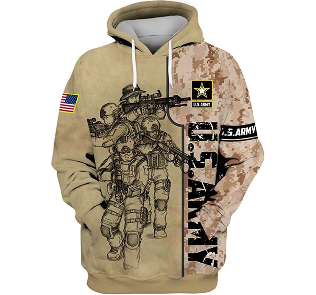 U.s Army Soldier Fight Included - 3D Printed Pullover Hoodie