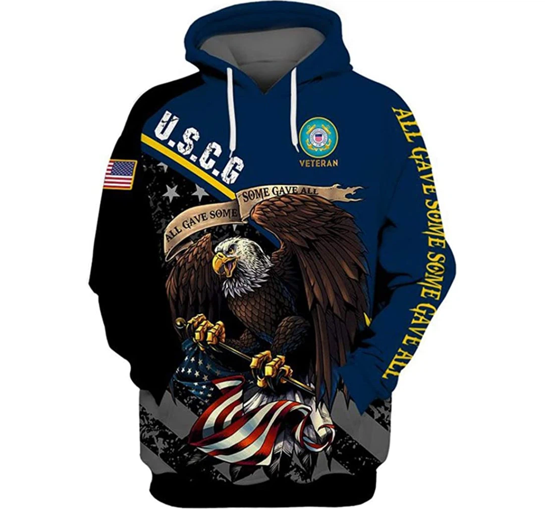 Personalized Uscg Veteran Eagle All Gave Some Us Flag Included - 3D Printed Pullover Hoodie