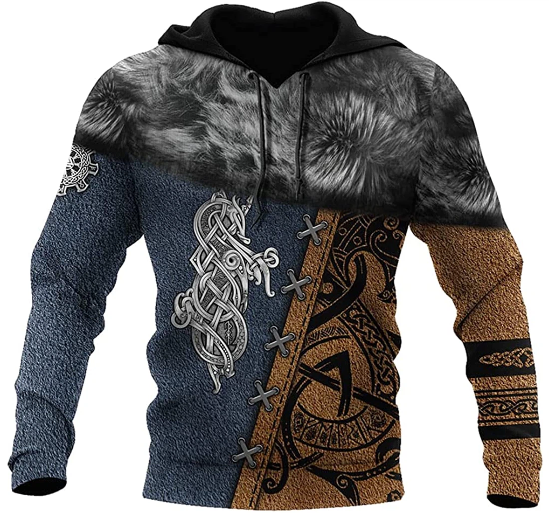 Viking Fur Leather Pattern Unisex Included - 3D Printed Pullover Hoodie