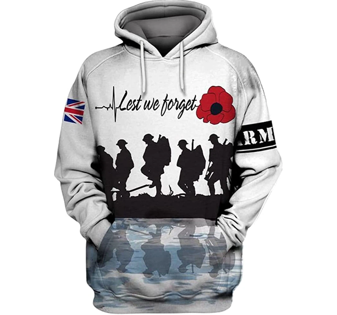 British Army Flag Lest We Forget Included - 3D Printed Pullover Hoodie