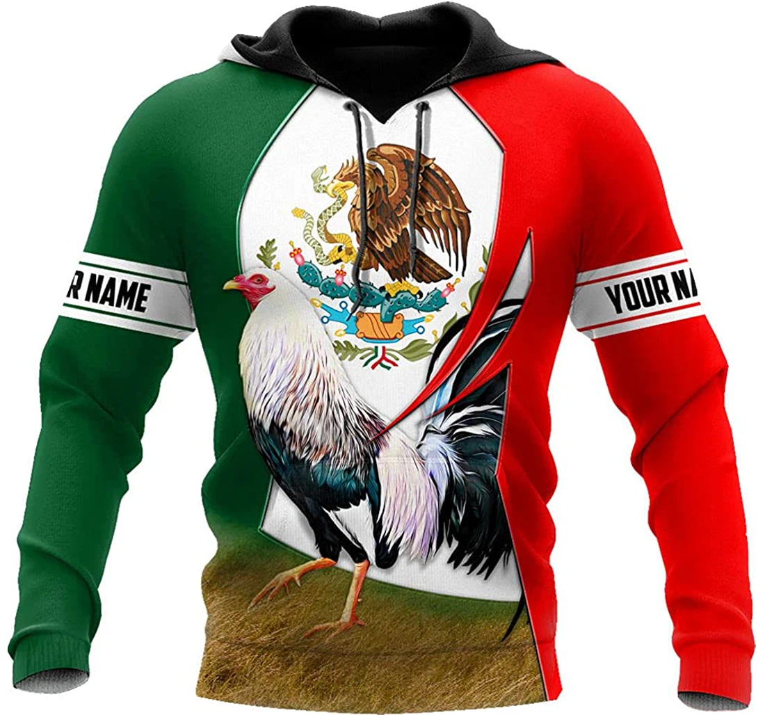 Personalized Name Rooster Mexico Chicken Symbol Pattern Unisex Included - 3D Printed Pullover Hoodie