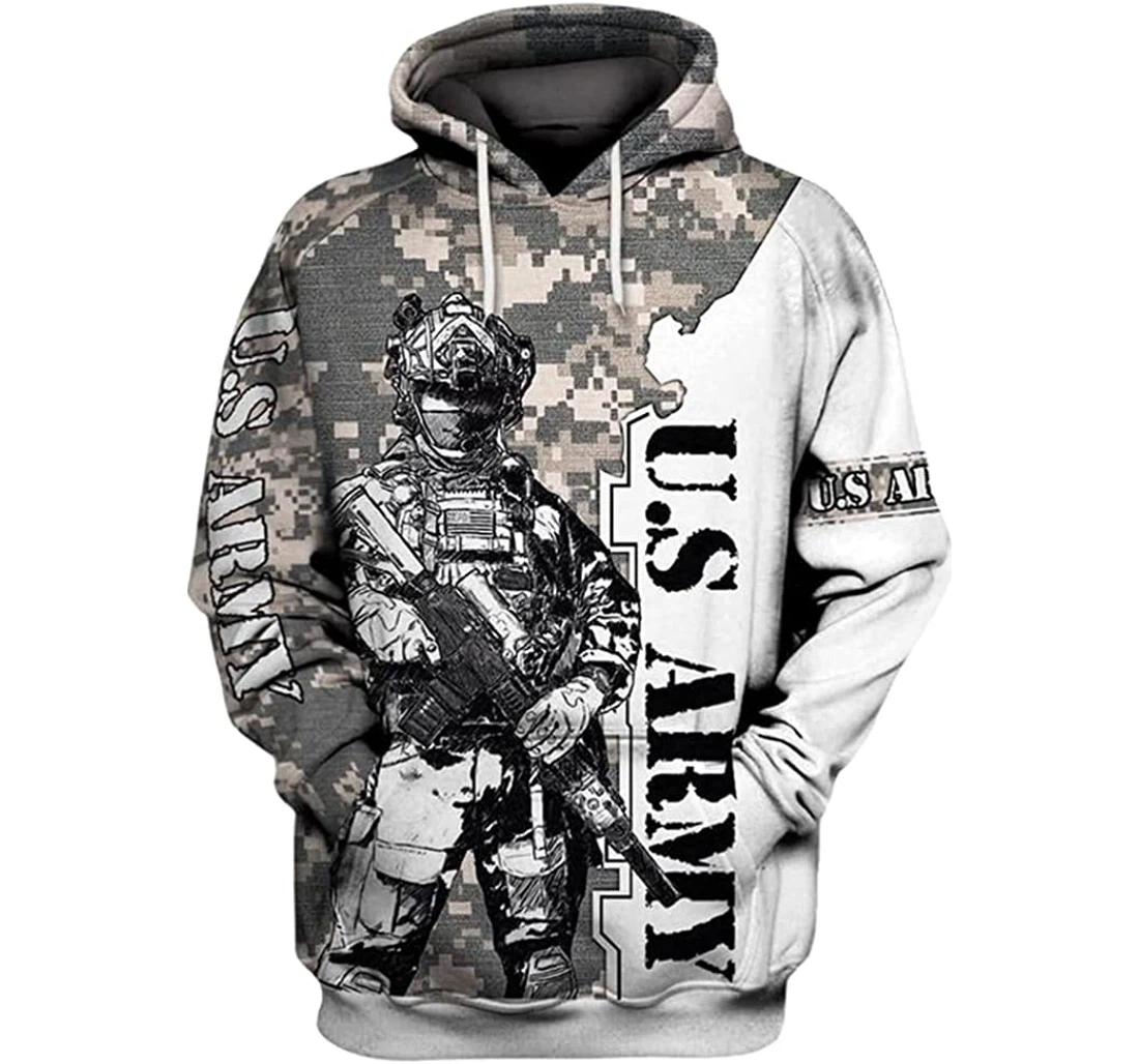 Us Army Strongest Soldier Grey Camo Included - 3D Printed Pullover Hoodie