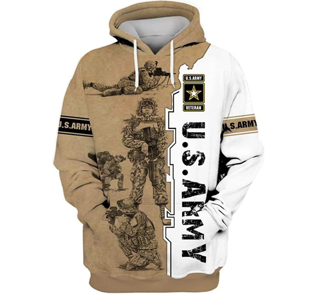 Army Veteran Soldier Yellow White 2 Included - 3D Printed Pullover Hoodie