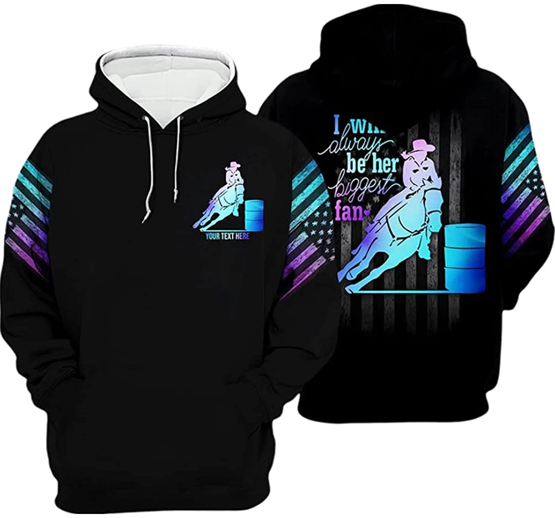 Personalized Name Barrel Racing I Will Always Be Her Biggest Fan Hologram - 3D Printed Pullover Hoodie