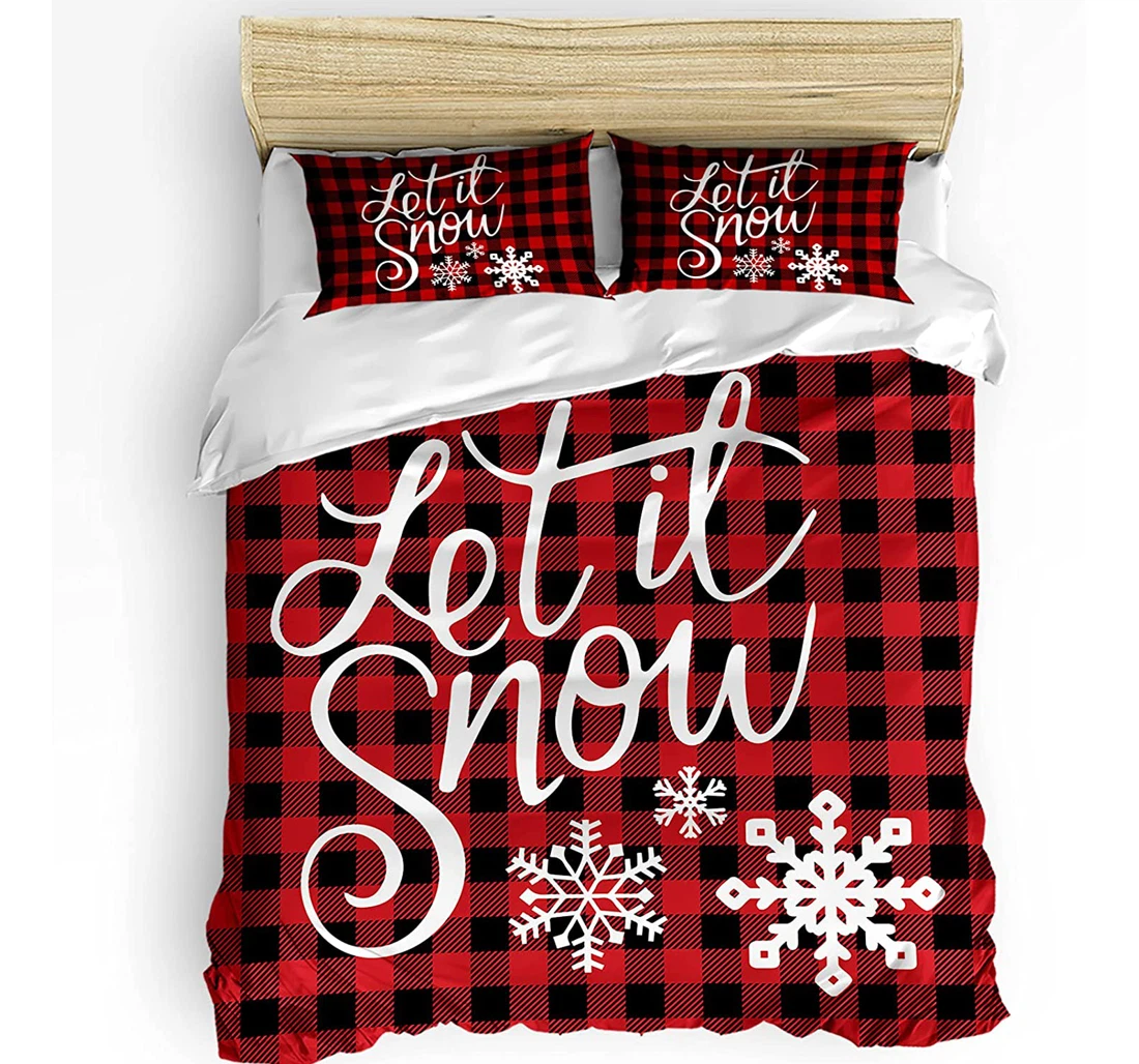 Christmas Cozy Let-it-snow Plaid Backdrop - 3D Printed Pullover Hoodie