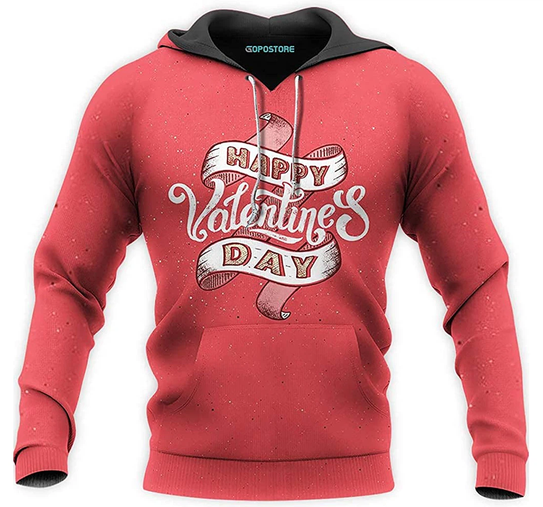 Personalized Happy Valentine Day - 3D Printed Pullover Hoodie