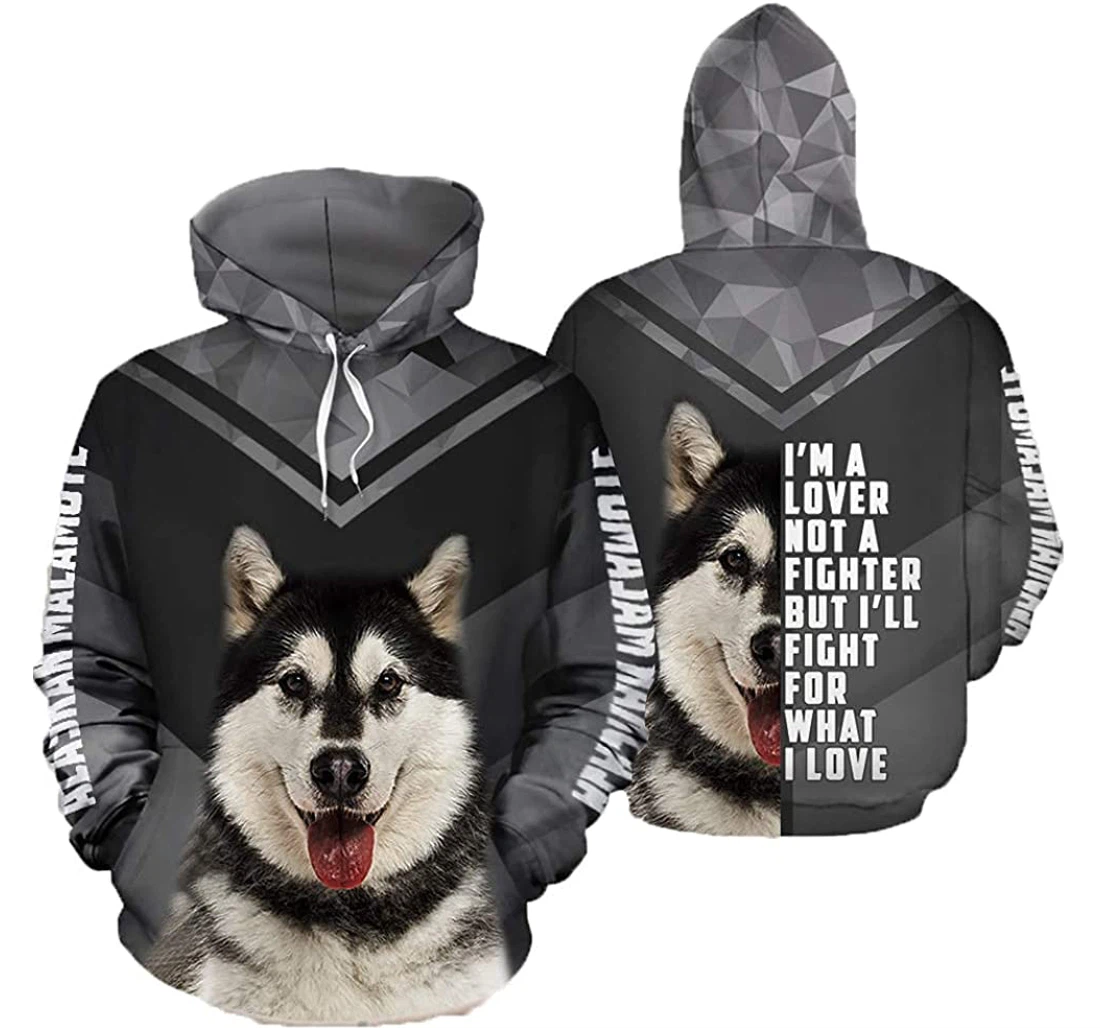 Alaskan Malamute Dog Crystal Pattern - 3D Printed Pullover Hoodie