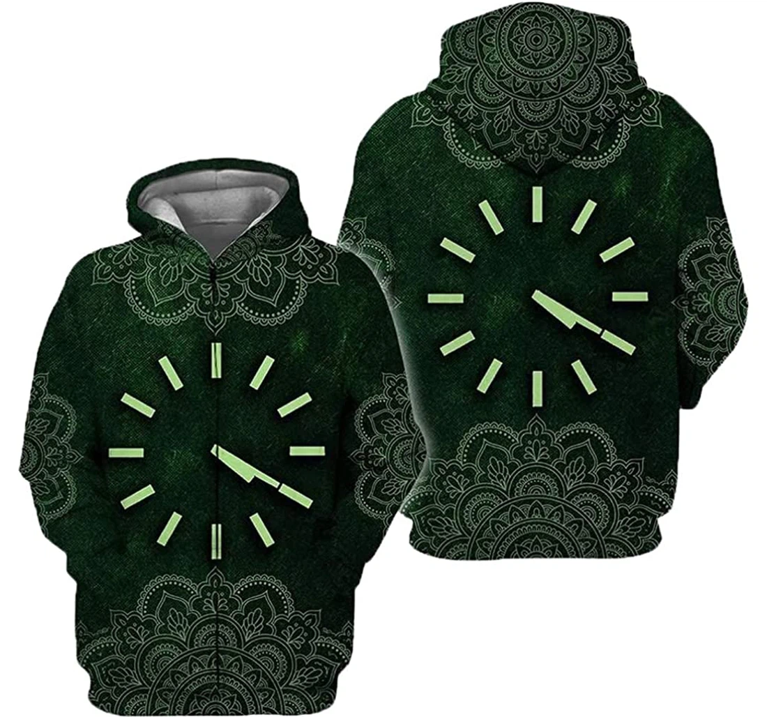 Mandala Clock - 3D Printed Pullover Hoodie