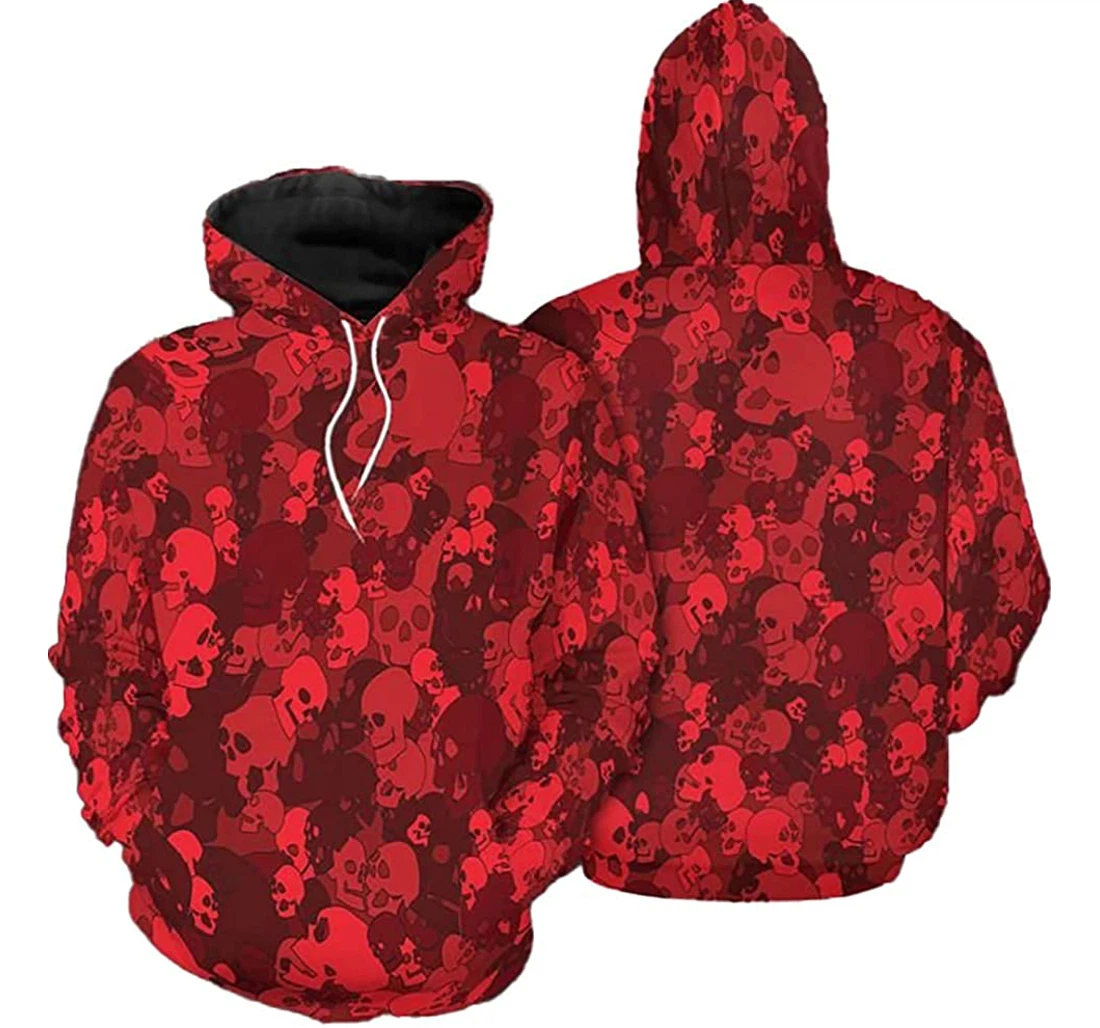 Red Skull Pattern - 3D Printed Pullover Hoodie