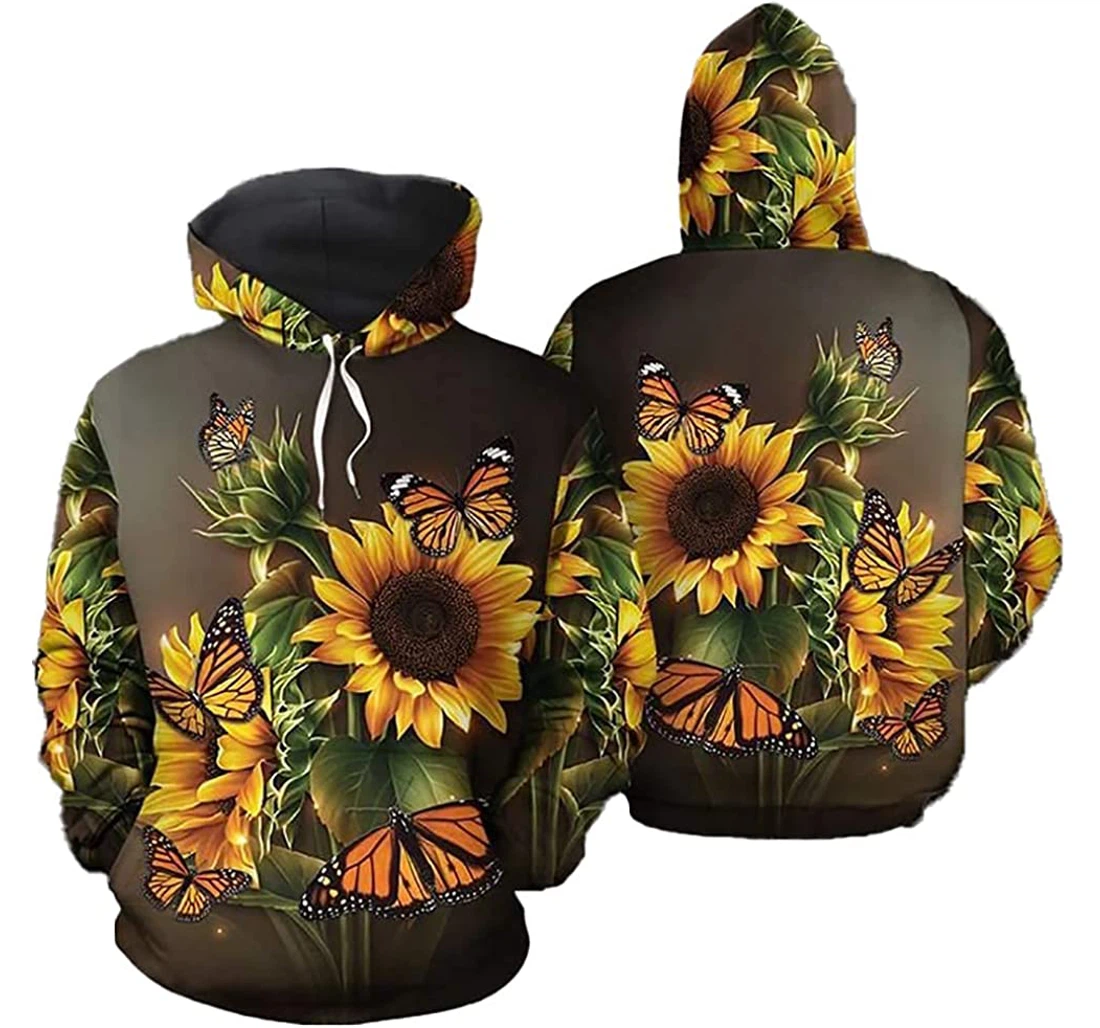 Sunflower Butterfly - 3D Printed Pullover Hoodie