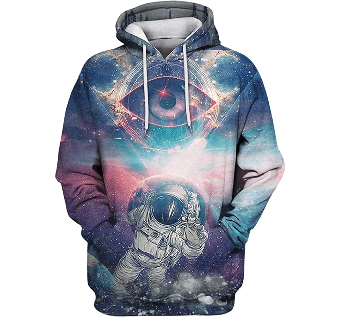 Astroanut Touching Eyes Galaxy - 3D Printed Pullover Hoodie