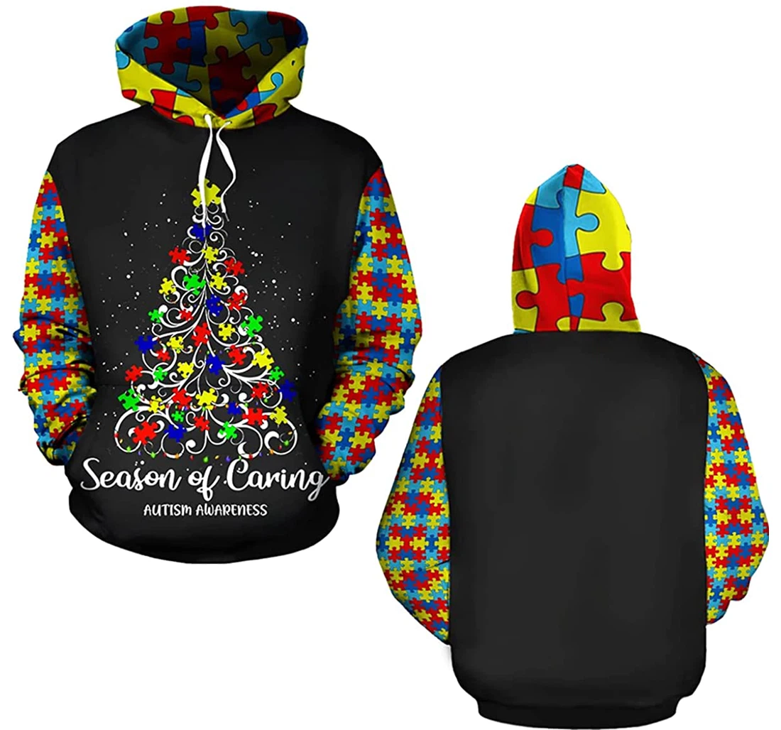 Personalized Christmas Autism Hunting Hoodies 3d Wolf Lion - 3D Printed Pullover Hoodie