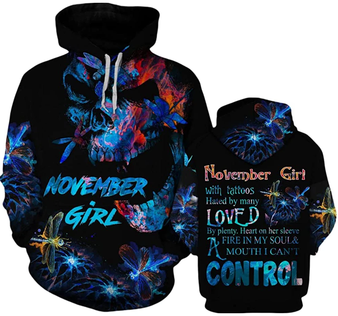 November Girl Control Tattoo 3d Gifts Friends Or Yourself - 3D Printed Pullover Hoodie