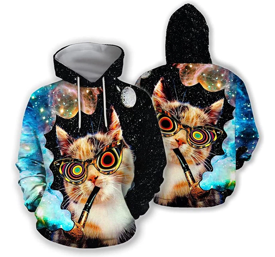 Chillin' Cat Hunting Hoodies 3d Wolf Lion - 3D Printed Pullover Hoodie