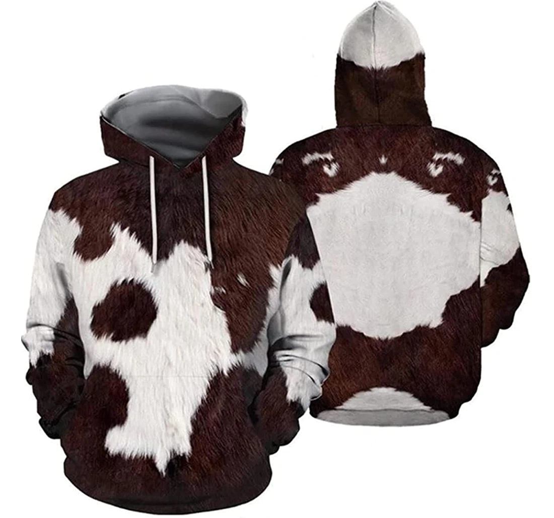 Personalized Cow Skin Hunting Hoodies 3d Wolf Lion - 3D Printed Pullover Hoodie