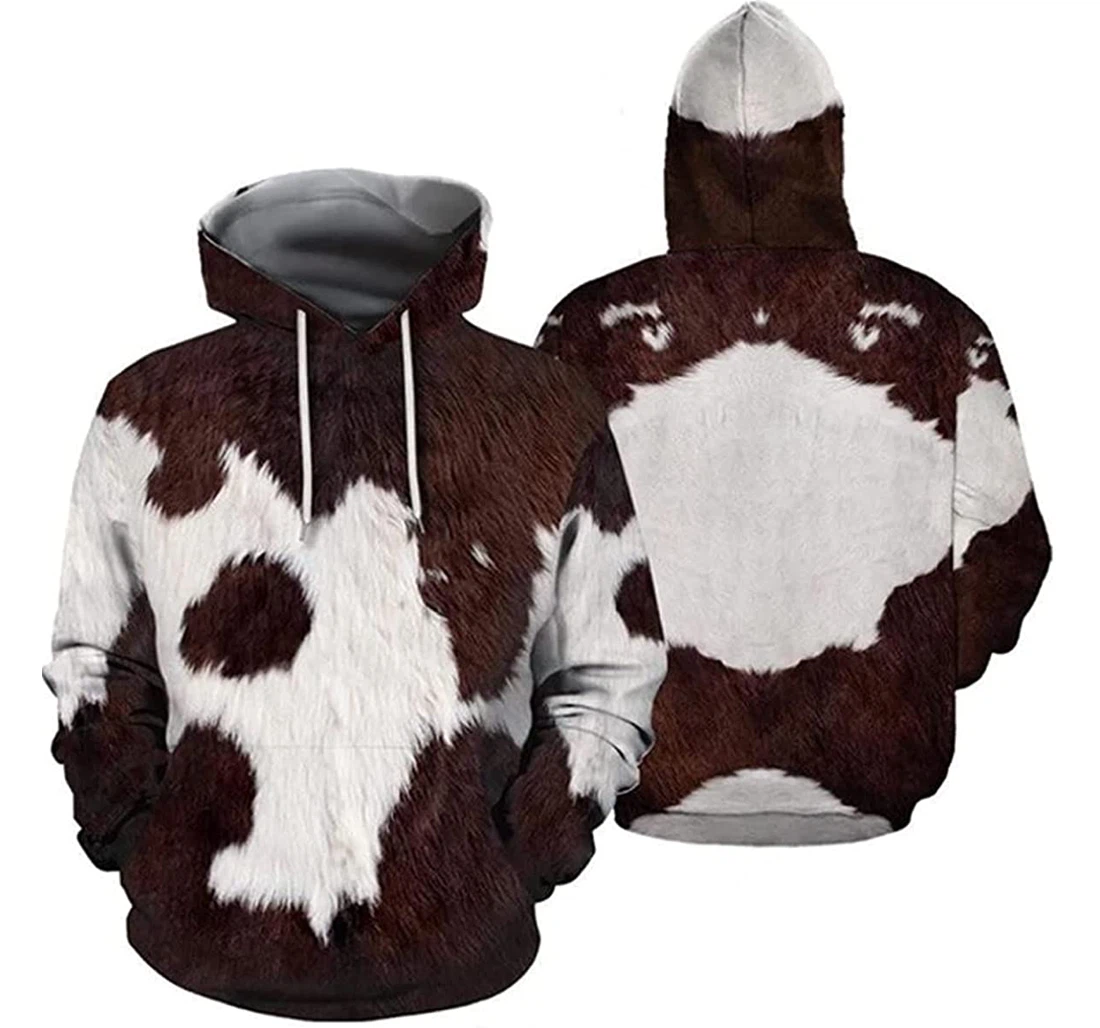 Cow Skin Hunting Hoodies 3d Wolf Lion - 3D Printed Pullover Hoodie