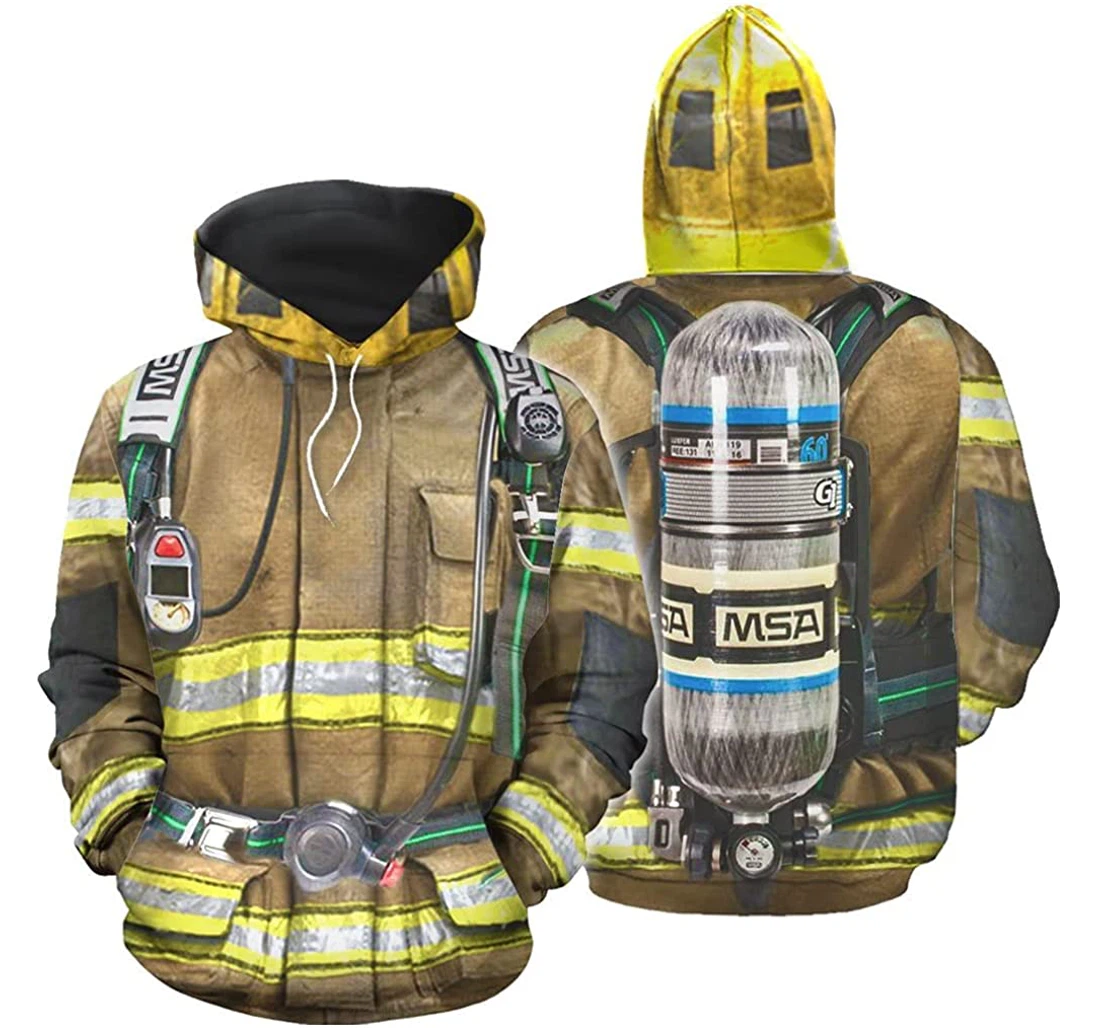 Cool Firefighter Suit Hunting Hoodies 3d Wolf Lion - 3D Printed Pullover Hoodie