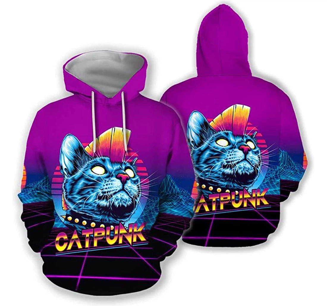 Personalized Catpunk Hunting Hoodies 3d Wolf Lion - 3D Printed Pullover Hoodie