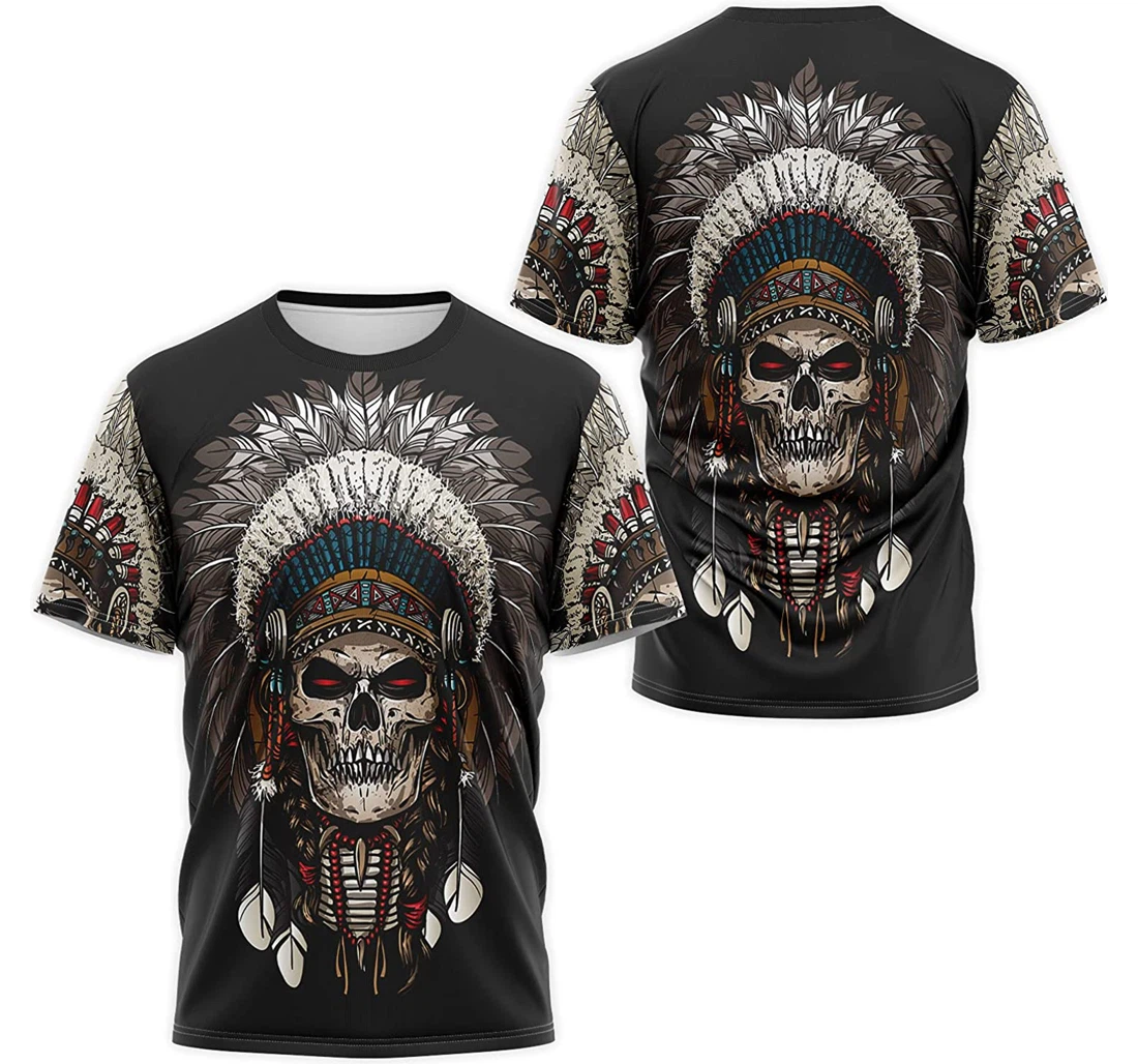 T-Shirt, Hoodie - Native American Skull Heeddress Warbonnet 2 3D Printed