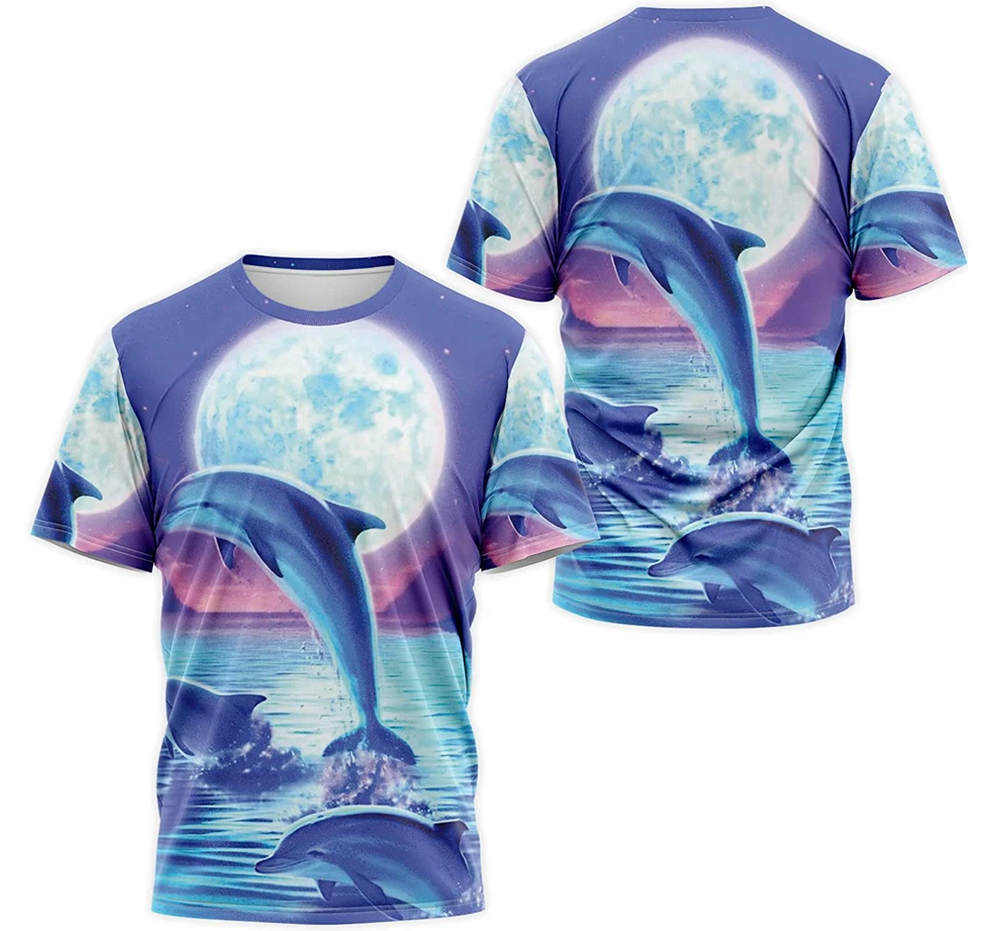 T-Shirt, Hoodie - Dolphin In The Sea Moon 3D Printed