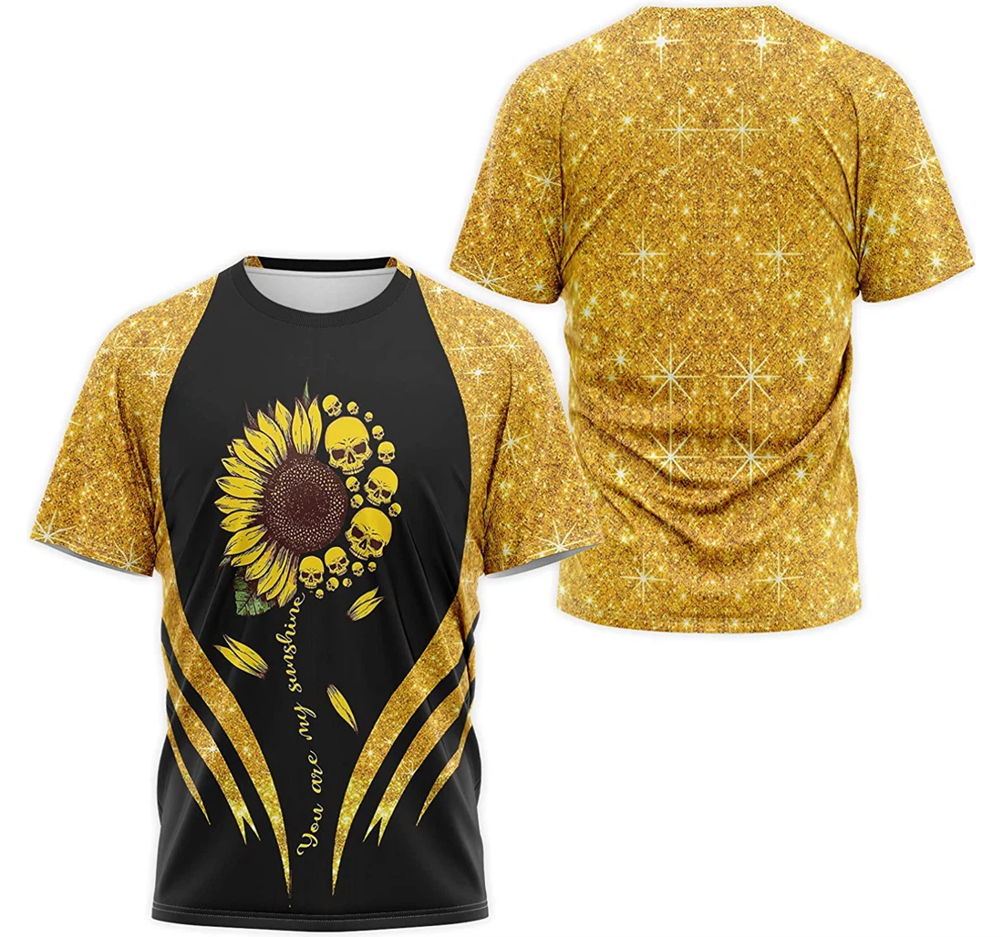 T-Shirt, Hoodie - Sunflower Skull You Are My Sunshine Yellow Twinkle 3D Printed