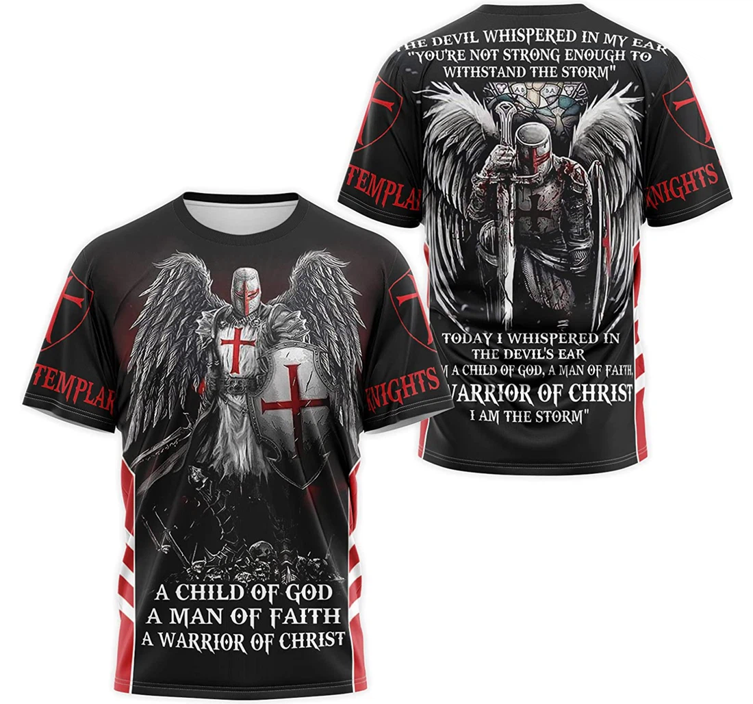 T-Shirt, Hoodie - Knights Templar Jesus A Child Of God A Man Of Faith A Warrior Of Christ I Am The Storm 3D Printed