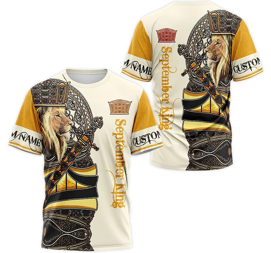 T-Shirt, Hoodie - Custom Name Crown Lion September King 3D Printed