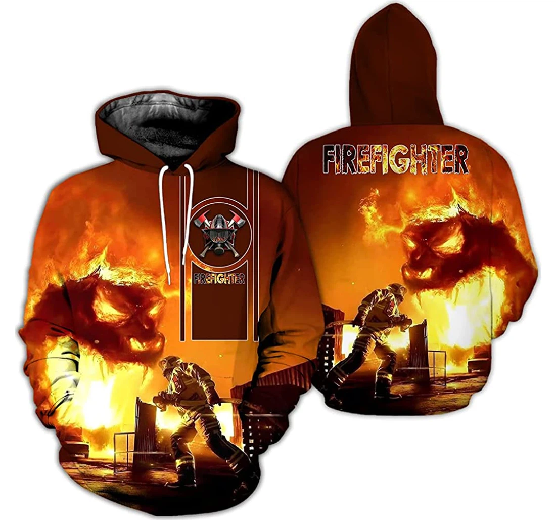 Personalized Firefighter 2 Hunting Hoodies 3d Wolf Lion - 3D Printed Pullover Hoodie