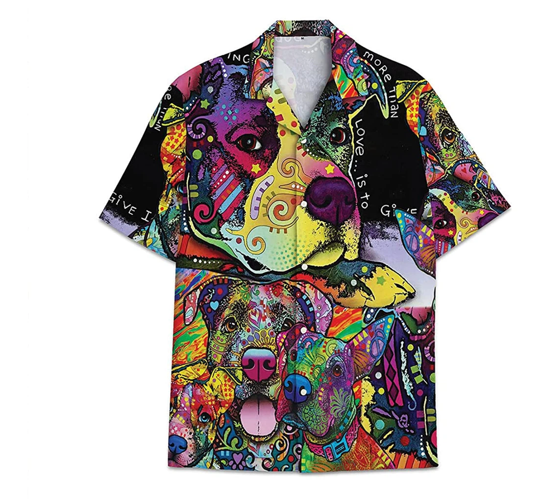 Personalized Dog Pitbull Colorful Funny Beach Shirts Hawaiian Shirt, Button Up Aloha Shirt For Men, Women
