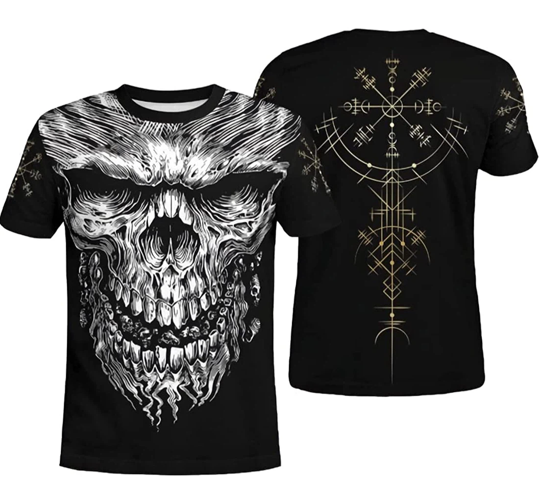 Horror Skull Gothic Viking All Over Print T Shirt Halloween 3d Shirt For Men And Women - 3D Printed T-shirt