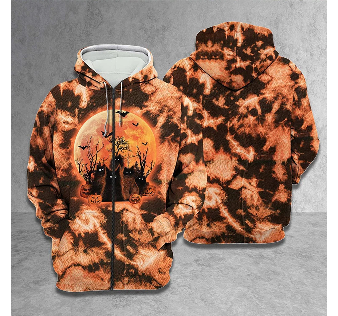 T-Shirt, Hoodie - Cat Halloween Tie Dye Pattern 3D Printed