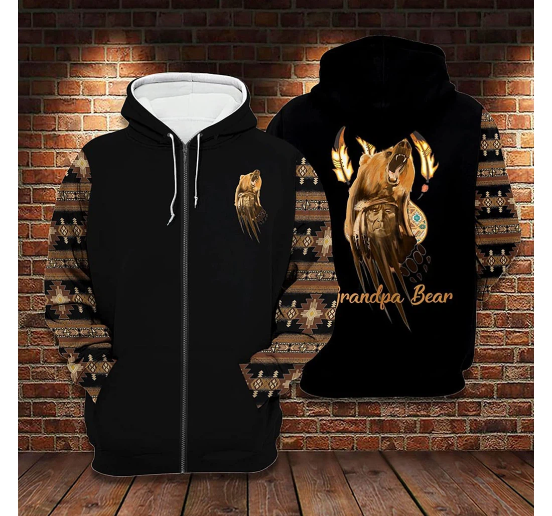 T-Shirt, Hoodie - Native Grandpa Bear 3D Printed