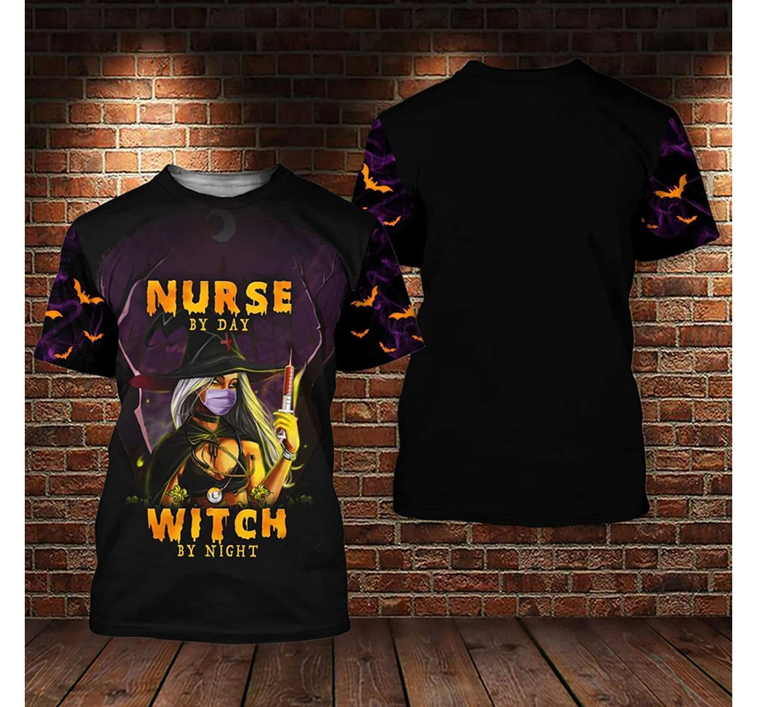 T-Shirt, Hoodie - Halloween Nurse By Day Witch By Night 3D Printed