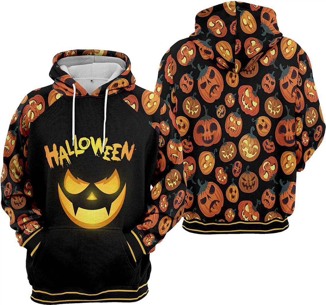 Midnight Horror Cat Bat Cobweb Seamless Pattern Halloween - 3D Printed Pullover Hoodie