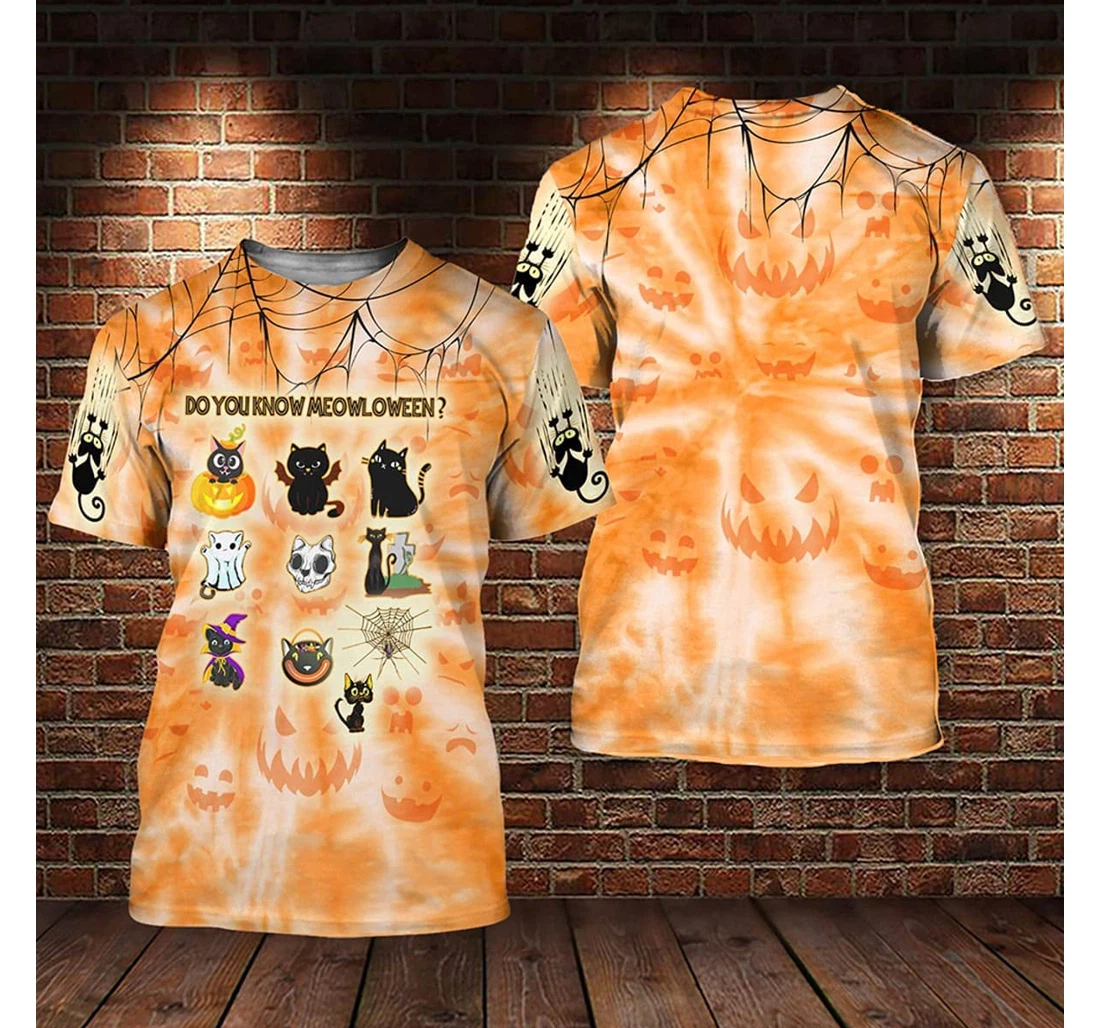 T-Shirt, Hoodie - Cat Halloween Do You Know Meowloween Tie Dye Orange Style 3D Printed